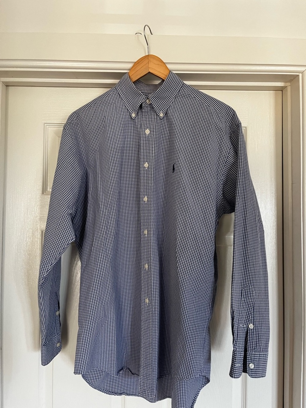 Ralph Lauren Navy and White Gingham Button-Down Shirt